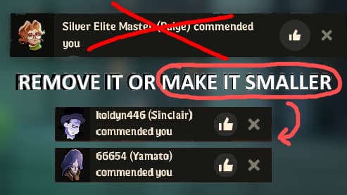 Smaller/No Commend Notification screenshot