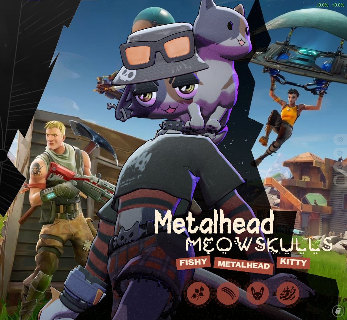 Metalhead Meowskulls as Calico