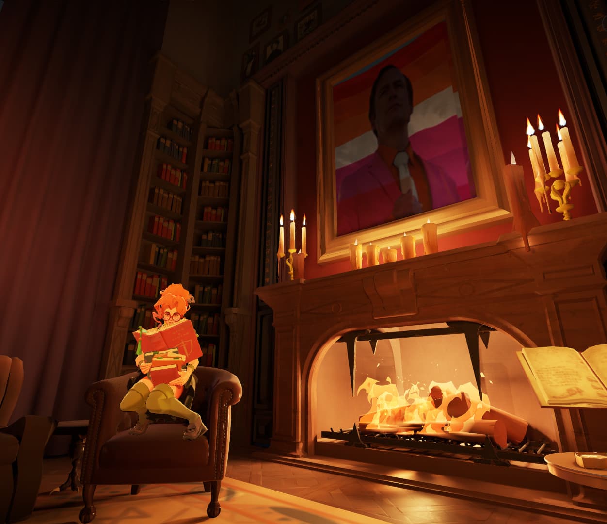 Lesbian Saul Goodman Over Painting and Fireplace screenshot 3