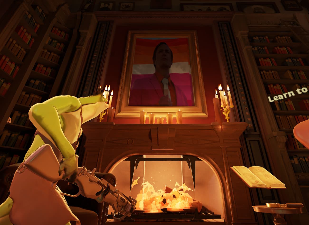 Lesbian Saul Goodman Over Painting and Fireplace screenshot 2