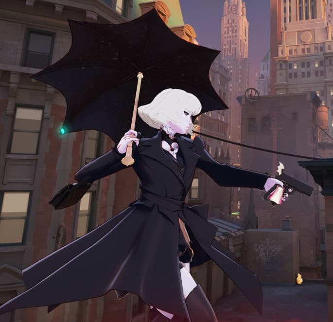 New Version/Blonde Mina in a black outfit screenshot