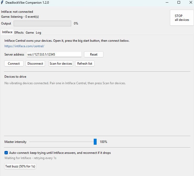 DeadLock Vibrator Vibesense Buttplug.io screenshot