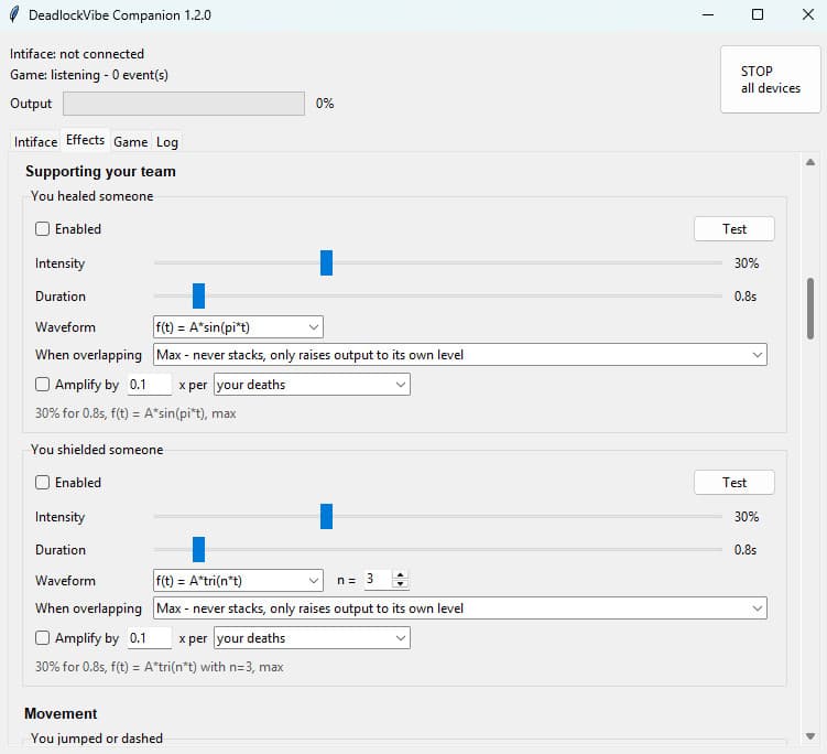 DeadLock Vibrator Vibesense Buttplug.io screenshot 2
