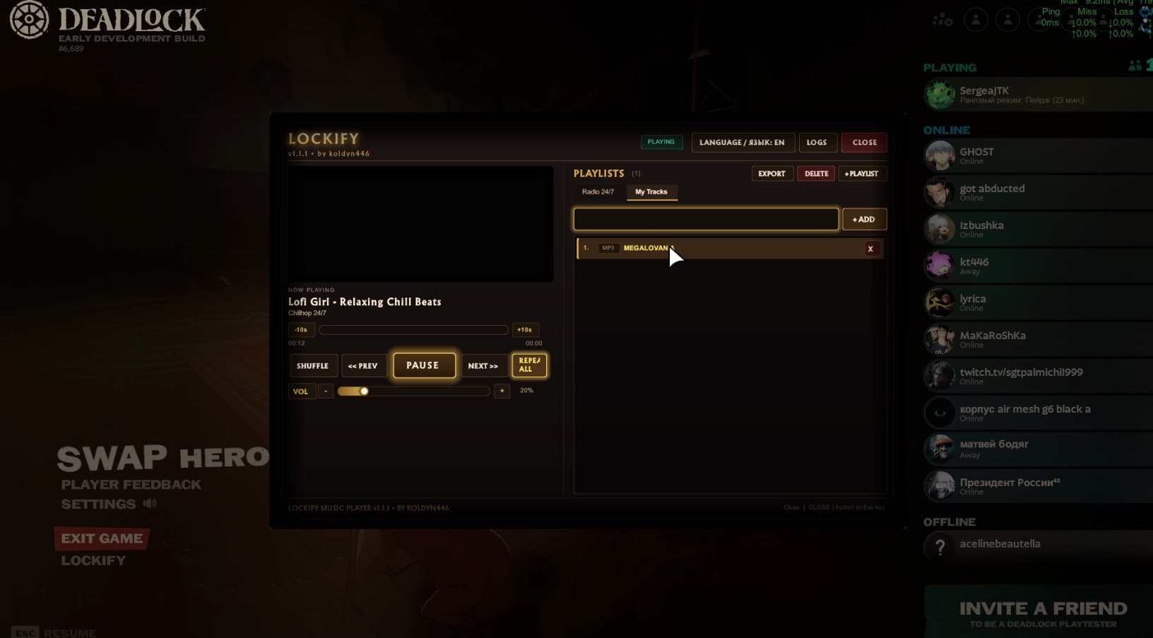 Lockify -  A Deadlock Music Player screenshot