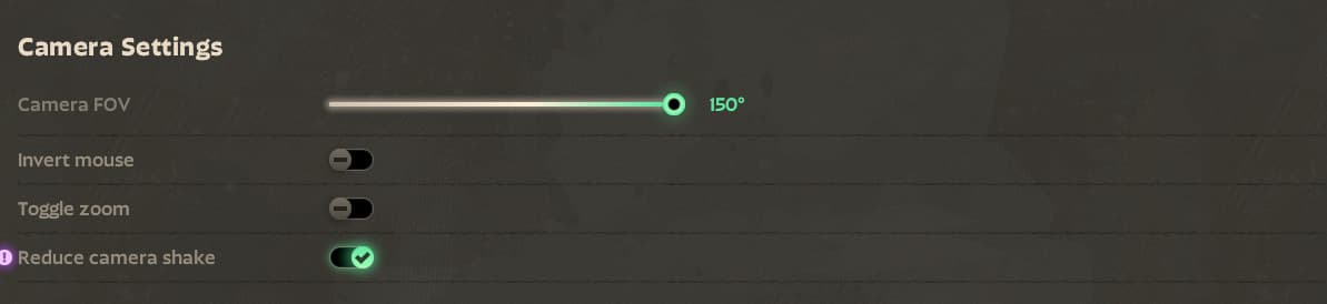 FOV slider (up to 150) screenshot