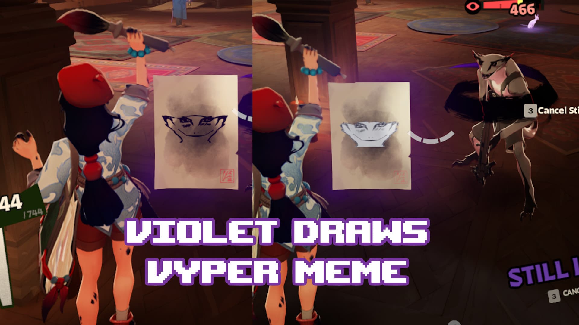 Violet draws Vyper staring meme screenshot