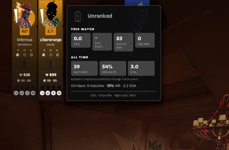 In-game stat/rank tracker (Orange track) screenshot 2