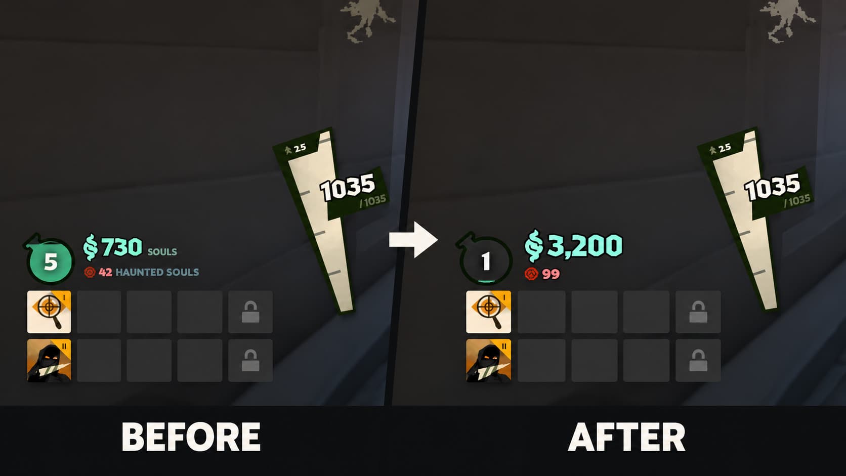 Remove Souls & Haunted Souls text from hud screenshot
