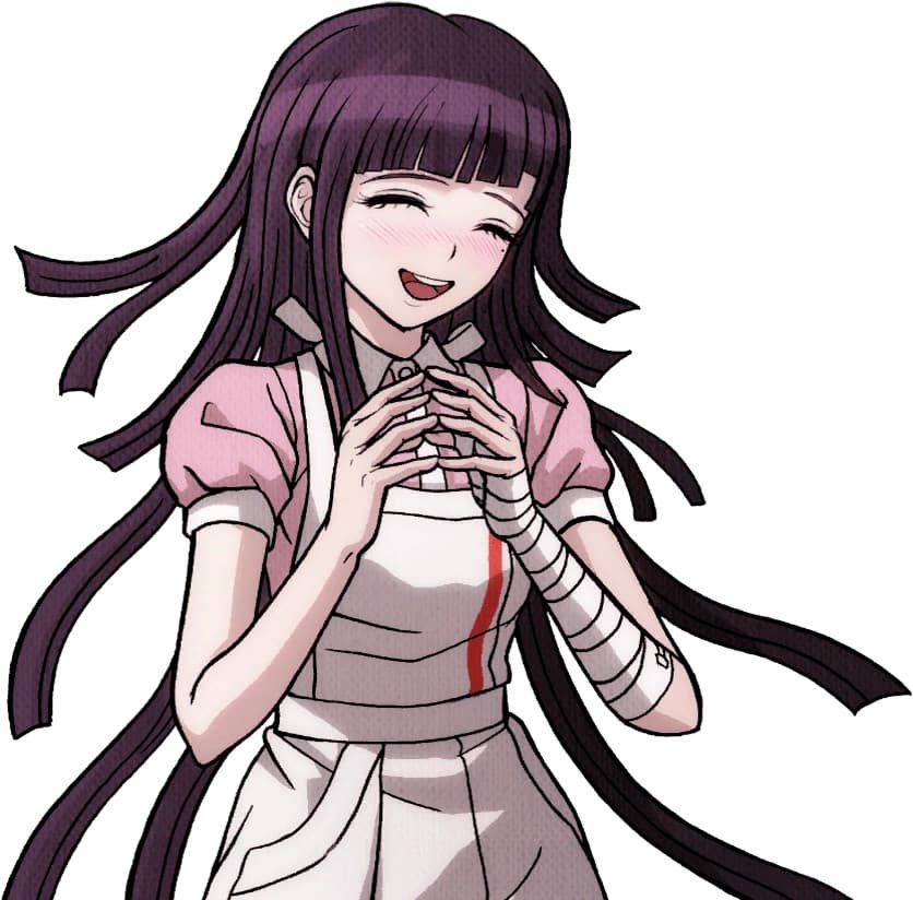 Danganronpa Mikan over Nurse Harrow portraits screenshot 4