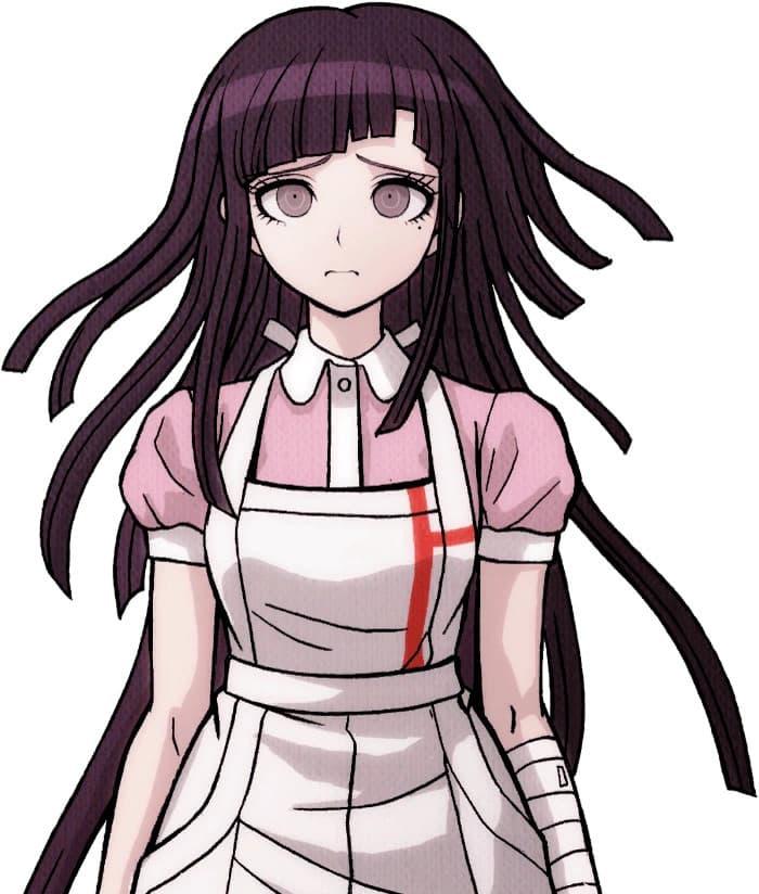 Danganronpa Mikan over Nurse Harrow portraits screenshot 3