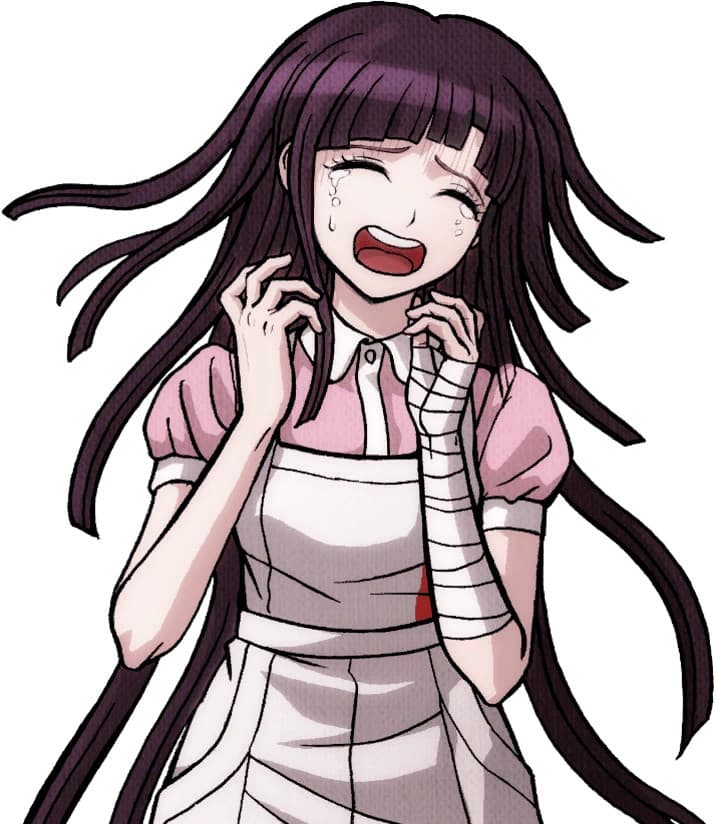 Danganronpa Mikan over Nurse Harrow portraits screenshot 5