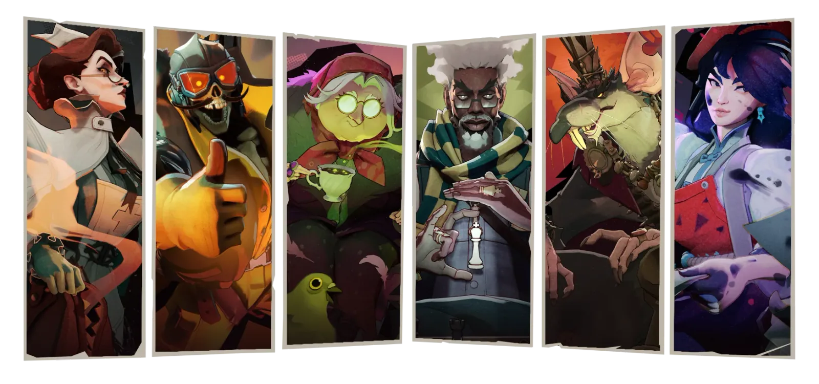The six heroes added in Deadlock's City Never Sleeps update, shown as framed portraits